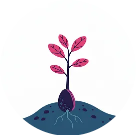 Ilustración de una planta creciendo — segundo mes del proceso de marca